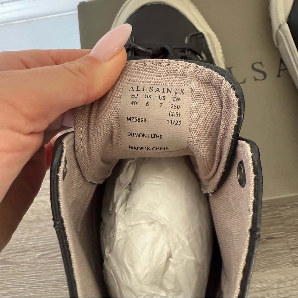 AllSaints Dumont Leather High Top Sneaker US7 - Picture 6 of 12